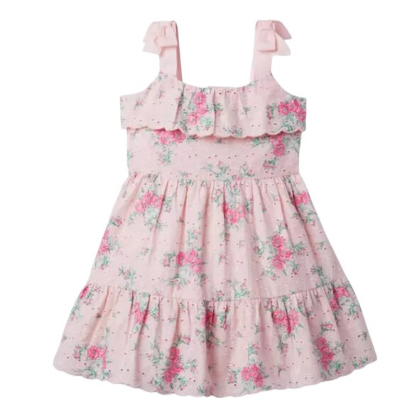 Janie and Jack Sleeveless Floral Eyelet Tiered Dress, Crystal Rose, 4 - Picture 10 of 10
